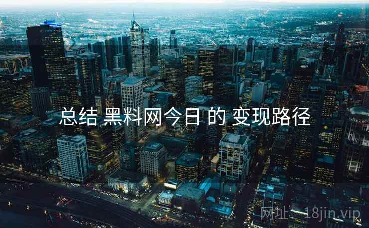 总结 黑料网今日 的 变现路径